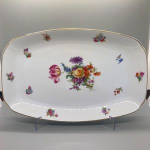 Antique/Vintage Pirkenhammer Czechoslavakia Dresden Pattern Tray Serving Platter